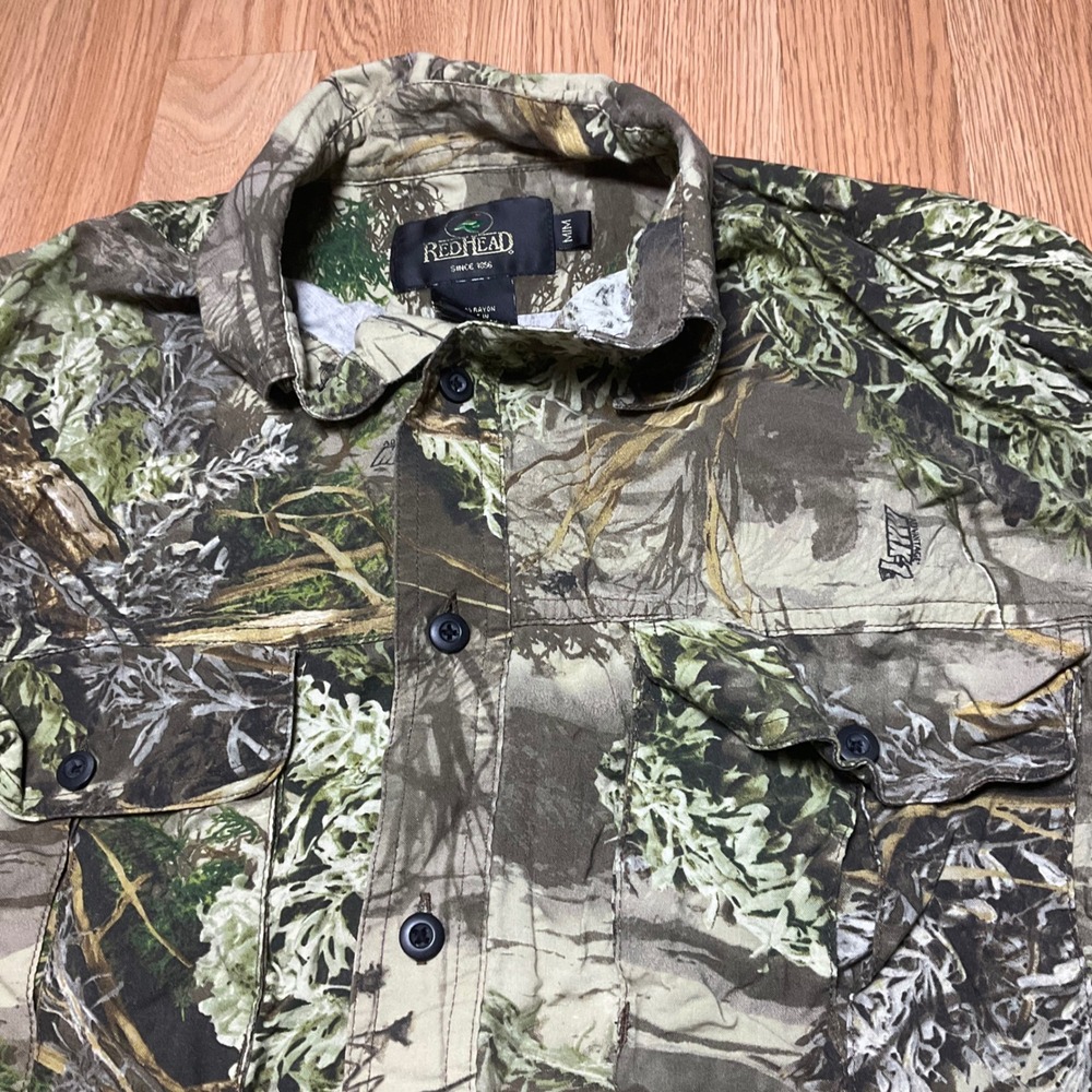 RedHead Mens Advantage MAX-4 Camo Rayon Long Sleeve Button Down Shirt Medium